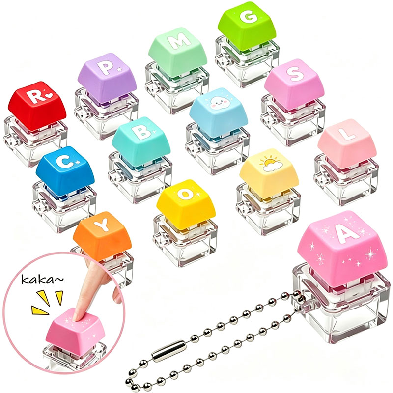 Fidget Cube Original - ميدالية مفاتيح مخصصة بزر واحد ملون